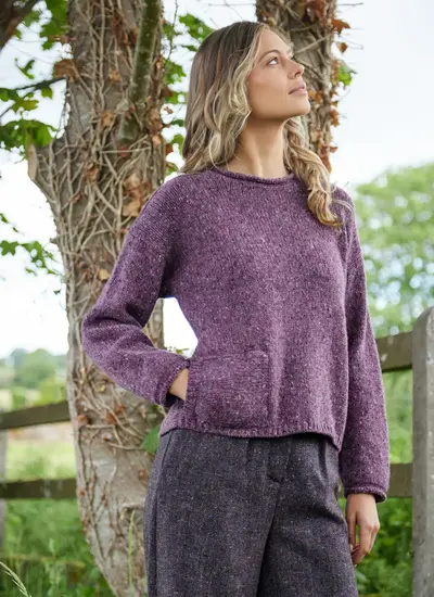 Fisherman Donegal Fleck Roll Neck Pocket Sweater